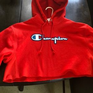 Champion red crop hoodie